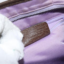 BVLGARI Logo Mania Hand Bag Canvas Beige Silver Auth BA6603-21