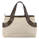 BVLGARI Logo Mania Hand Bag Canvas Beige Silver Auth BA6603-3