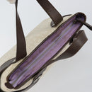 BVLGARI Logo Mania Hand Bag Canvas Beige Silver Auth BA6603-6