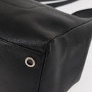 BVLGARI Circle Logo Tote Bag Leather Black Silver Auth BA6604-15
