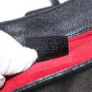 BVLGARI Circle Logo Tote Bag Leather Black Silver Auth BA6604-12