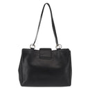 BVLGARI Circle Logo Tote Bag Leather Black Silver Auth BA6604-2