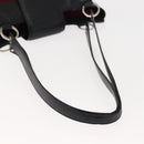 BVLGARI Circle Logo Tote Bag Leather Black Silver Auth BA6604-7