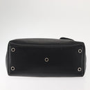 BVLGARI Circle Logo Tote Bag Leather Black Silver Auth BA6604-5