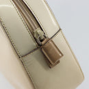 PRADA Hand Bag Patent leather Beige Silver Auth BA6605-9