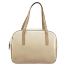 PRADA Hand Bag Patent leather Beige Silver Auth BA6605-13