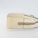PRADA Hand Bag Patent leather Beige Silver Auth BA6605-3