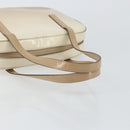 PRADA Hand Bag Patent leather Beige Silver Auth BA6605-7