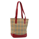 BURBERRY Nova Check Tote Bag Canvas Beige Gold Auth BA6606-1