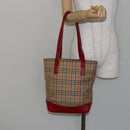 BURBERRY Nova Check Tote Bag Canvas Beige Gold Auth BA6606-18