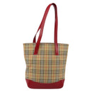 BURBERRY Nova Check Tote Bag Canvas Beige Gold Auth BA6606-2
