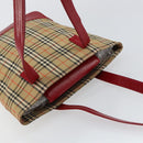 BURBERRY Nova Check Tote Bag Canvas Beige Gold Auth BA6606-6