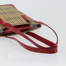 BURBERRY Nova Check Tote Bag Canvas Beige Gold Auth BA6606-7