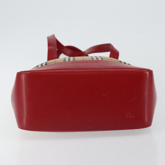 BURBERRY Nova Check Tote Bag Canvas Beige Gold Auth BA6606