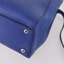 FENDI Petite 2Jours Hand Bag Leather 2way Blue Silver Auth BA6607-10