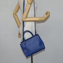FENDI Petite 2Jours Hand Bag Leather 2way Blue Silver Auth BA6607-24