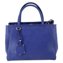 FENDI Petite 2Jours Hand Bag Leather 2way Blue Silver Auth BA6607-13
