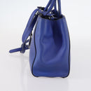 FENDI Petite 2Jours Hand Bag Leather 2way Blue Silver Auth BA6607-3