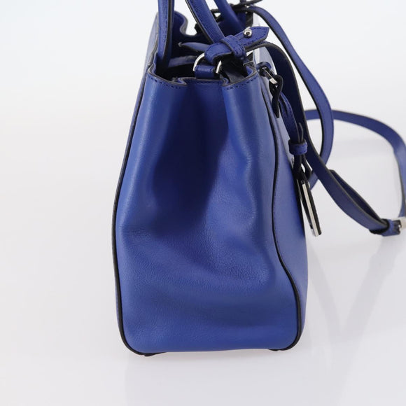 FENDI Petite 2Jours Hand Bag Leather 2way Blue Silver Auth BA6607