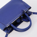 FENDI Petite 2Jours Hand Bag Leather 2way Blue Silver Auth BA6607-6