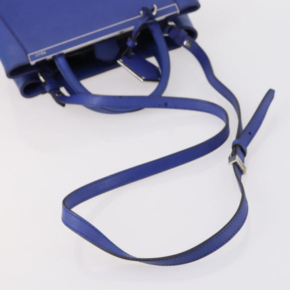 FENDI Petite 2Jours Hand Bag Leather 2way Blue Silver Auth BA6607