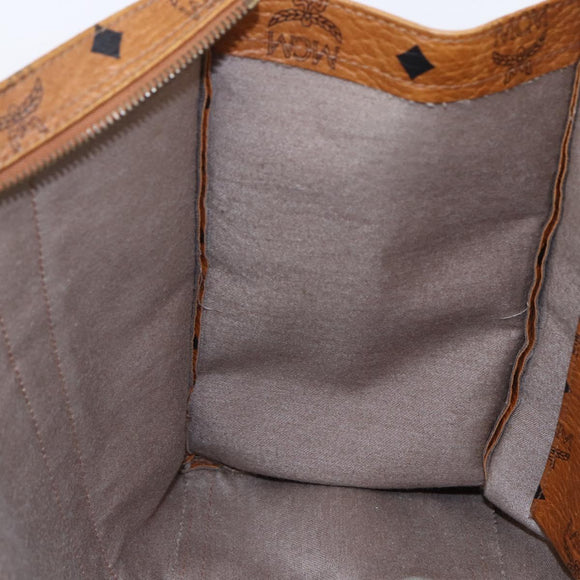 MCM Logogram Vicetos Tote Bag PVC Leather Brown Gold Auth BA6608