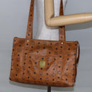 MCM Logogram Vicetos Tote Bag PVC Leather Brown Gold Auth BA6608-21