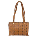 MCM Logogram Vicetos Tote Bag PVC Leather Brown Gold Auth BA6608-3