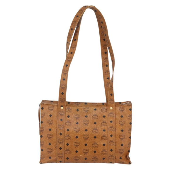 MCM Logogram Vicetos Tote Bag PVC Leather Brown Gold Auth BA6608