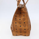 MCM Logogram Vicetos Tote Bag PVC Leather Brown Gold Auth BA6608-4