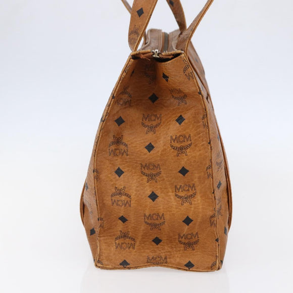 MCM Logogram Vicetos Tote Bag PVC Leather Brown Gold Auth BA6608