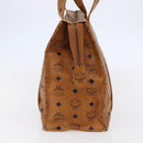 MCM Logogram Vicetos Tote Bag PVC Leather Brown Gold Auth BA6608-5