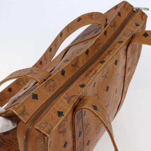 MCM Logogram Vicetos Tote Bag PVC Leather Brown Gold Auth BA6608