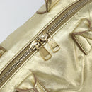 SAINT LAURENT Easy Mini Boston Bag Leather Gold Auth BA6609-10
