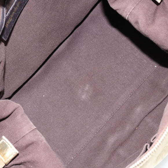 SAINT LAURENT Easy Mini Boston Bag Leather Gold Auth BA6609