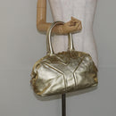 SAINT LAURENT Easy Mini Boston Bag Leather Gold Auth BA6609-21