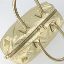SAINT LAURENT Easy Mini Boston Bag Leather Gold Auth BA6609-6