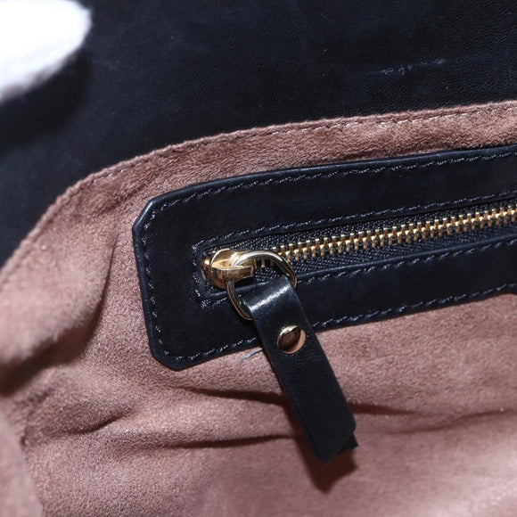 Jimmy Choo Star Studs Shoulder Bag Leather Black Silver Auth BA6610