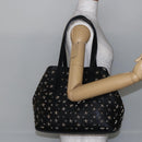 Jimmy Choo Star Studs Shoulder Bag Leather Black Silver Auth BA6610-23