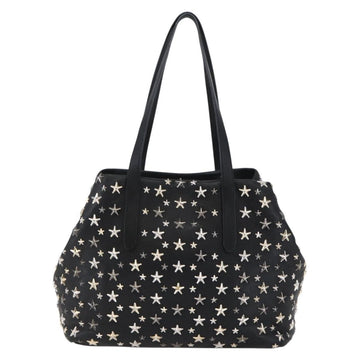 Jimmy Choo Star Studs Shoulder Bag Leather Black Silver Auth BA6610 - 0