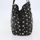 Jimmy Choo Star Studs Shoulder Bag Leather Black Silver Auth BA6610-3