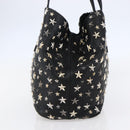 Jimmy Choo Star Studs Shoulder Bag Leather Black Silver Auth BA6610-4
