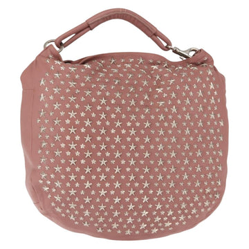 Jimmy Choo Star Studs Shoulder Bag Leather Pink Silver Auth BA6611