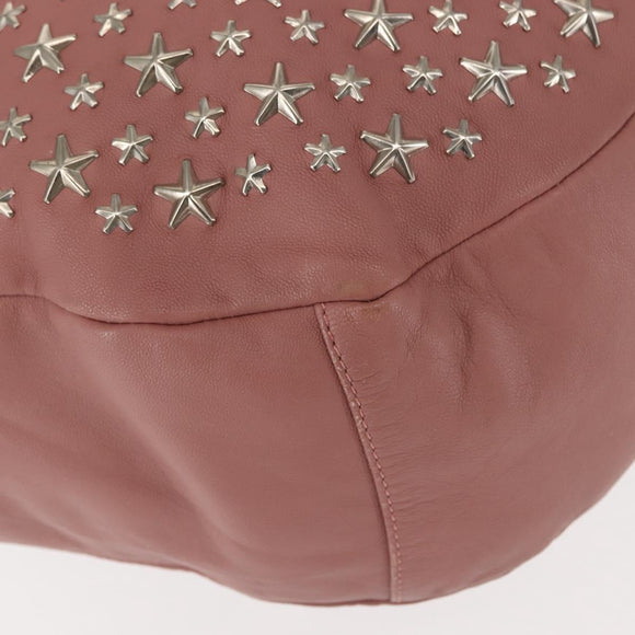 Jimmy Choo Star Studs Shoulder Bag Leather Pink Silver Auth BA6611