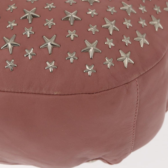 Jimmy Choo Star Studs Shoulder Bag Leather Pink Silver Auth BA6611