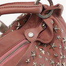 Jimmy Choo Star Studs Shoulder Bag Leather Pink Silver Auth BA6611-11
