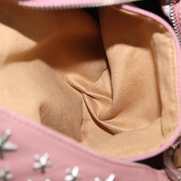 Jimmy Choo Star Studs Shoulder Bag Leather Pink Silver Auth BA6611