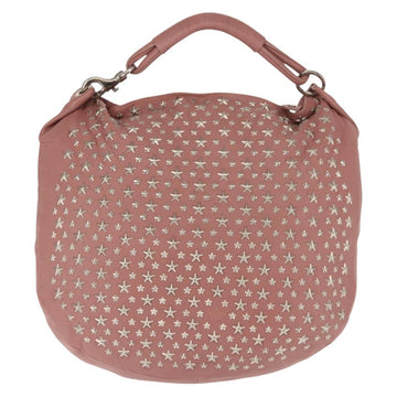 Jimmy Choo Star Studs Shoulder Bag Leather Pink Silver Auth BA6611 - 0