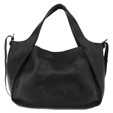 Stella MacCartney Stella logo Tote Bag polyester Black Gold Auth BA6613 - 0