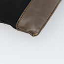 BALENCIAGA Navy Clip M Pouch Canvas Leather Black Silver Auth BA6615-11